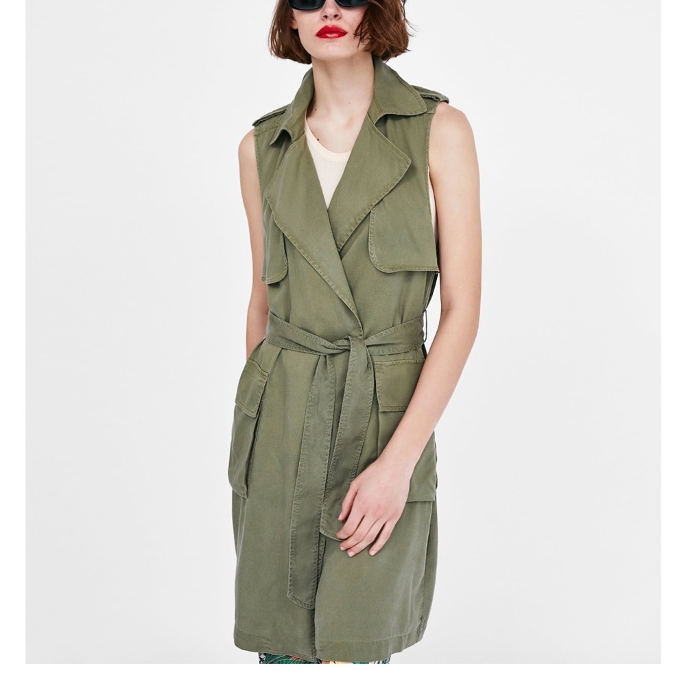 Olive Green  long Jacket Vest